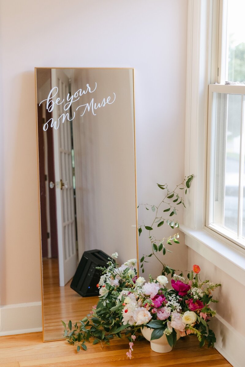 Large gold rectangular selfie  mirror rental