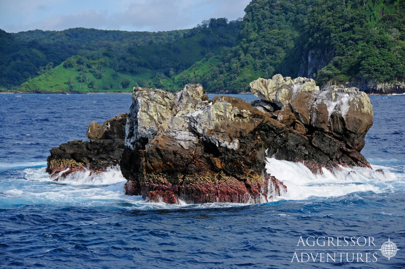 Cocos Islands rock boulder formations in ocean