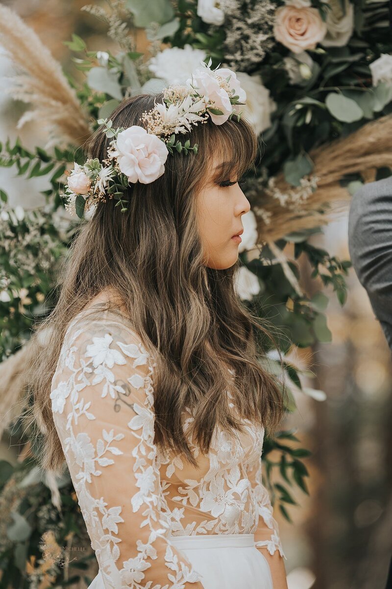 Bride at Rushcreek lodge venue outside Yosemite