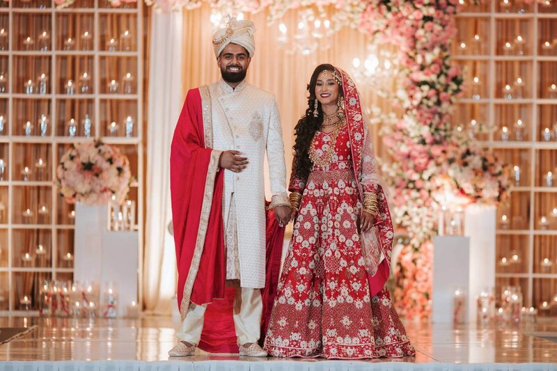 Royal Alberts Palace Newlyweds smile after ceremony.