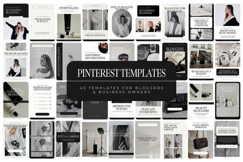 Pinterest templates designed for bloggers, edit in Canva