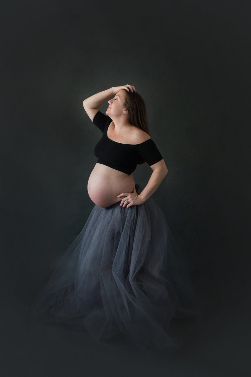 Elegant Expectant Mom Studio Portrait