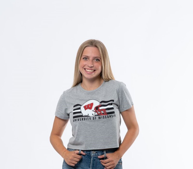 Gray Wisconsin Badgers T Shirt with Helmet