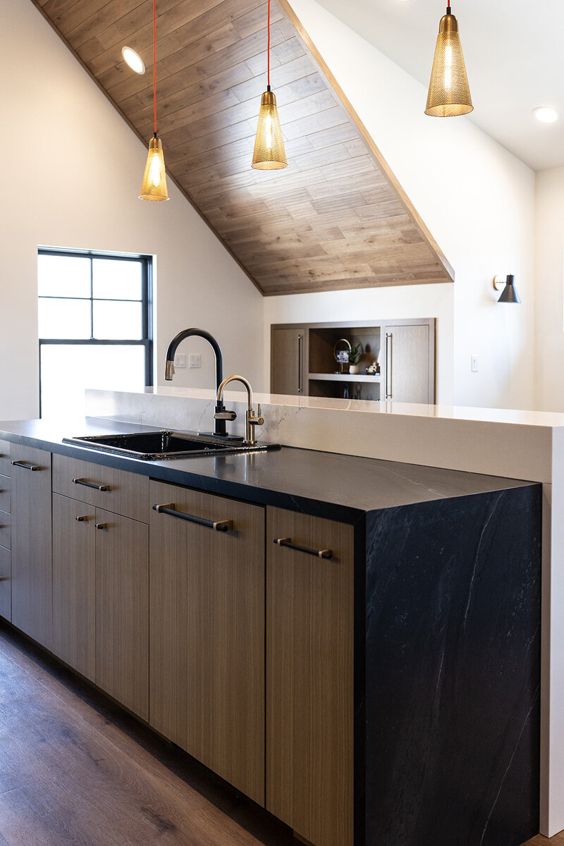 michele rosenboom design modern loft office kitchen black countertop