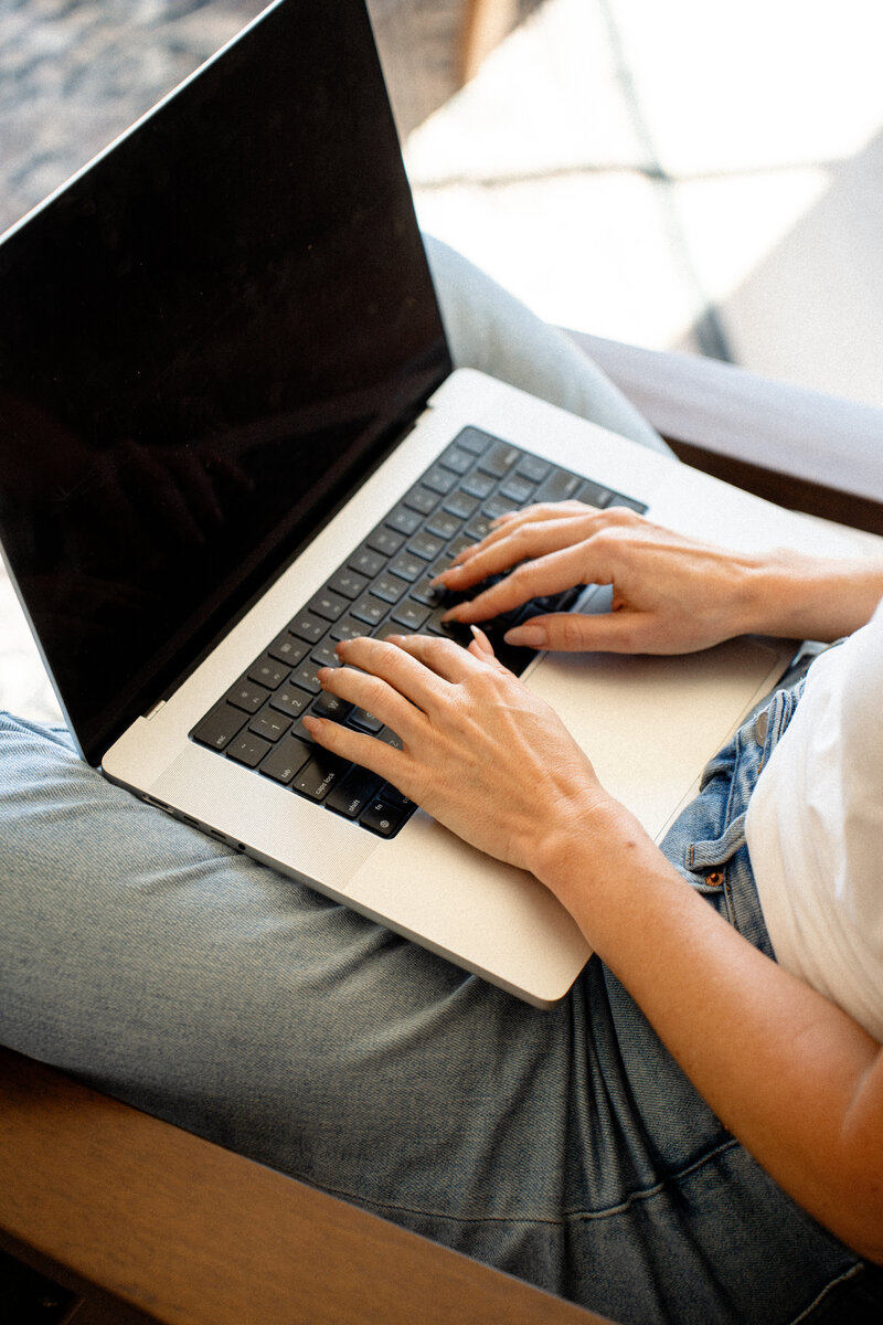 Professional woman doing competitive research on her tablet