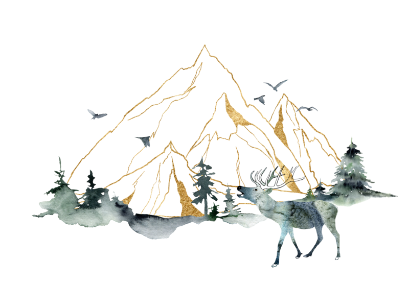 abstract gold mountain doodle