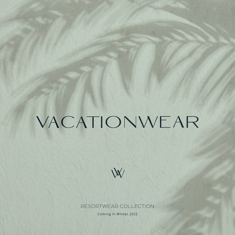 Graphic featuring an elegant logo design and icon with palm tree shadows for a resortwear company in Thailand.