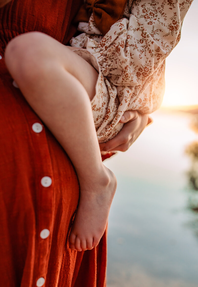 baby feet, baby foot, lake, sunset, lake erie, toledo