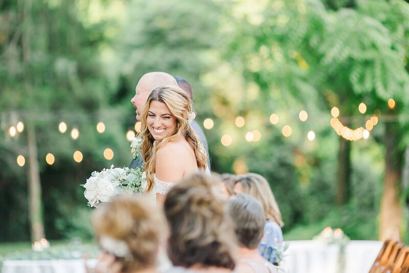 Bride walking down aisle and looking at mom | Columbus, GA Wedding Photographer Amanda Horne
