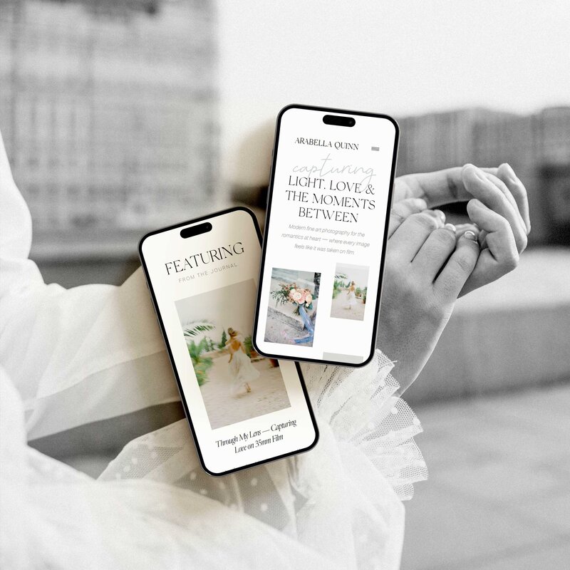 Arabella Quinn Showit home page—story-first structure with refined typography and intuitive flow guiding visitors from intrigue to inquiry (5)