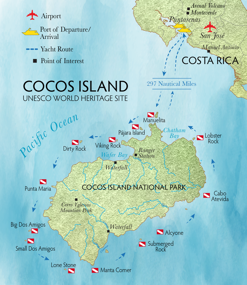 Liveaboard destination and travel map of Cocos Island
