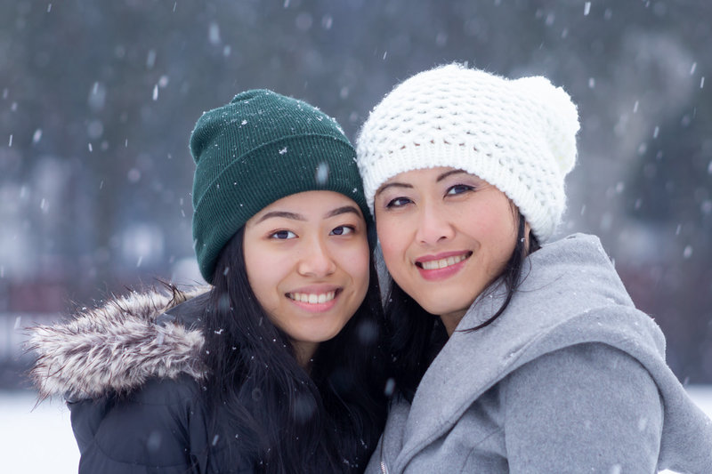 mom and daughter in a winter Port Coquitlam