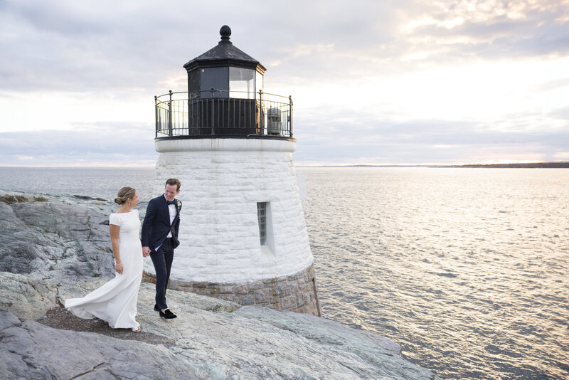 Cape Cod Wedding Couple at Sunset