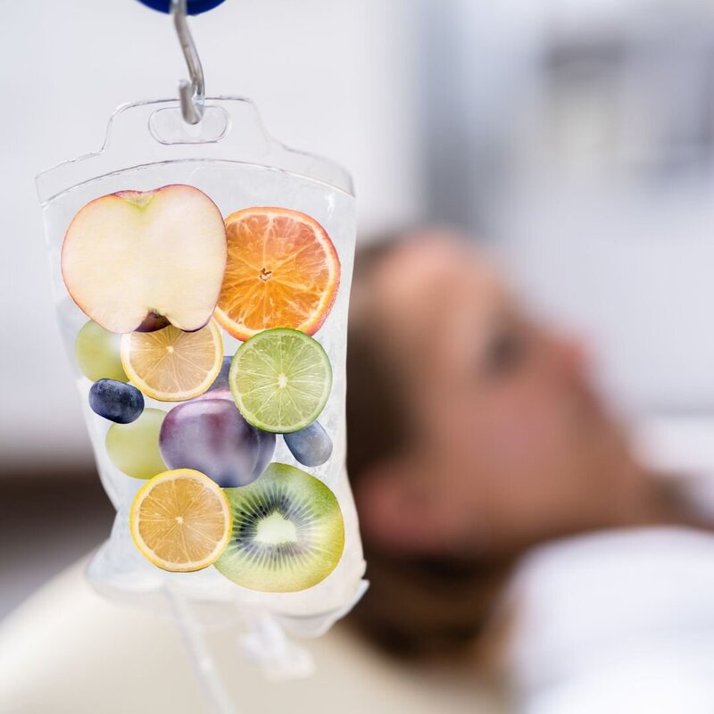 IV bag with sliced fruit