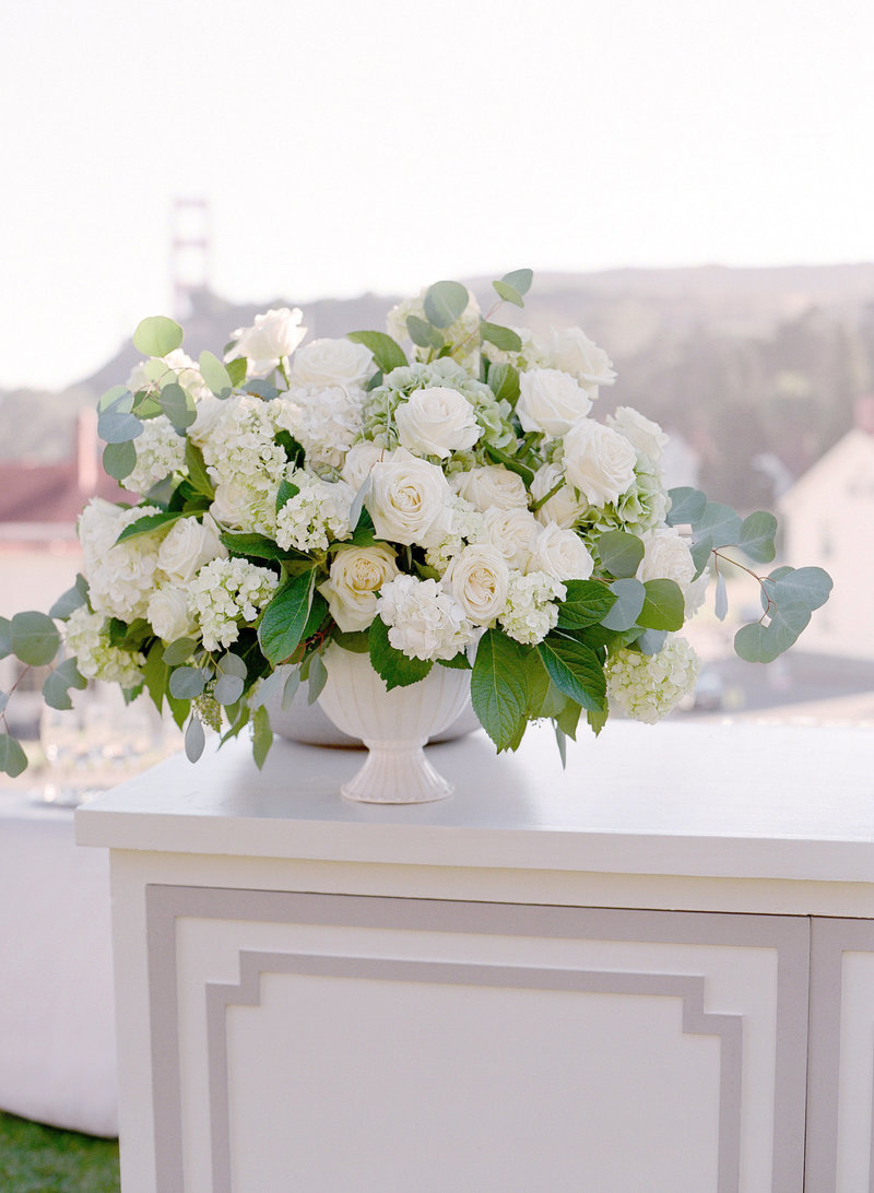 Flowers for wedding by Jenny Schneider Events at Cavallo Point luxury resort in Sausalito in Marin County, California. Photo by Lacie Hansen Photography.