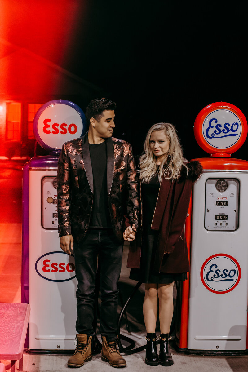 Stylized Couples portrait at Esso gas station