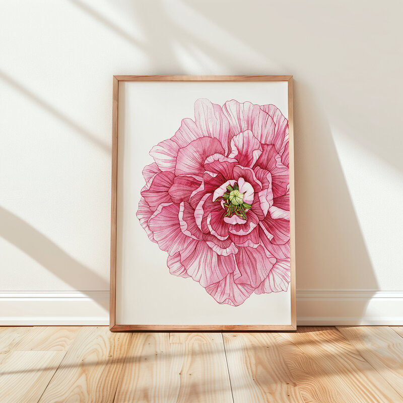 Wall Pink Peony Mockup