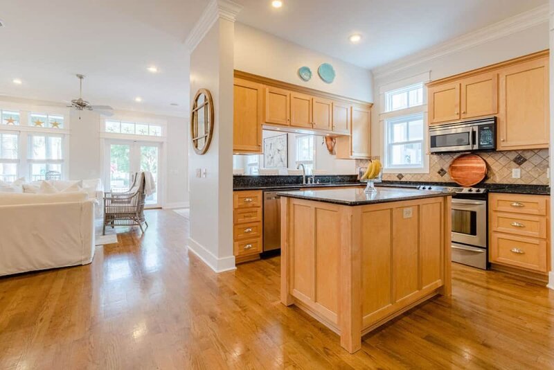 kitchen with island and stainless steel appliances