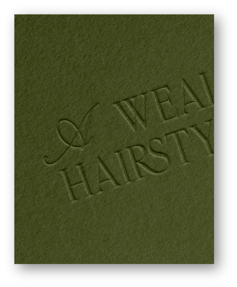 Embossed logo on paper texture for hair salon business coach