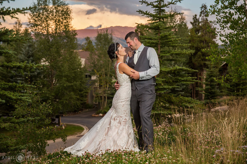 Sunset mountain views from a wedding at BlueSky Breckenridge in Colorado