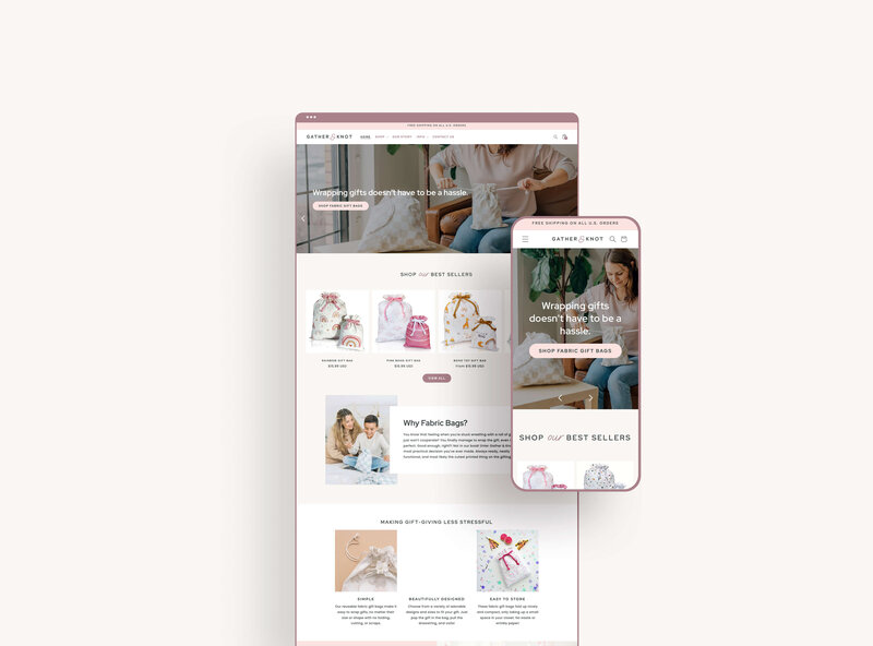 shopify website for a playful, bright stationery business with a pastel color palette