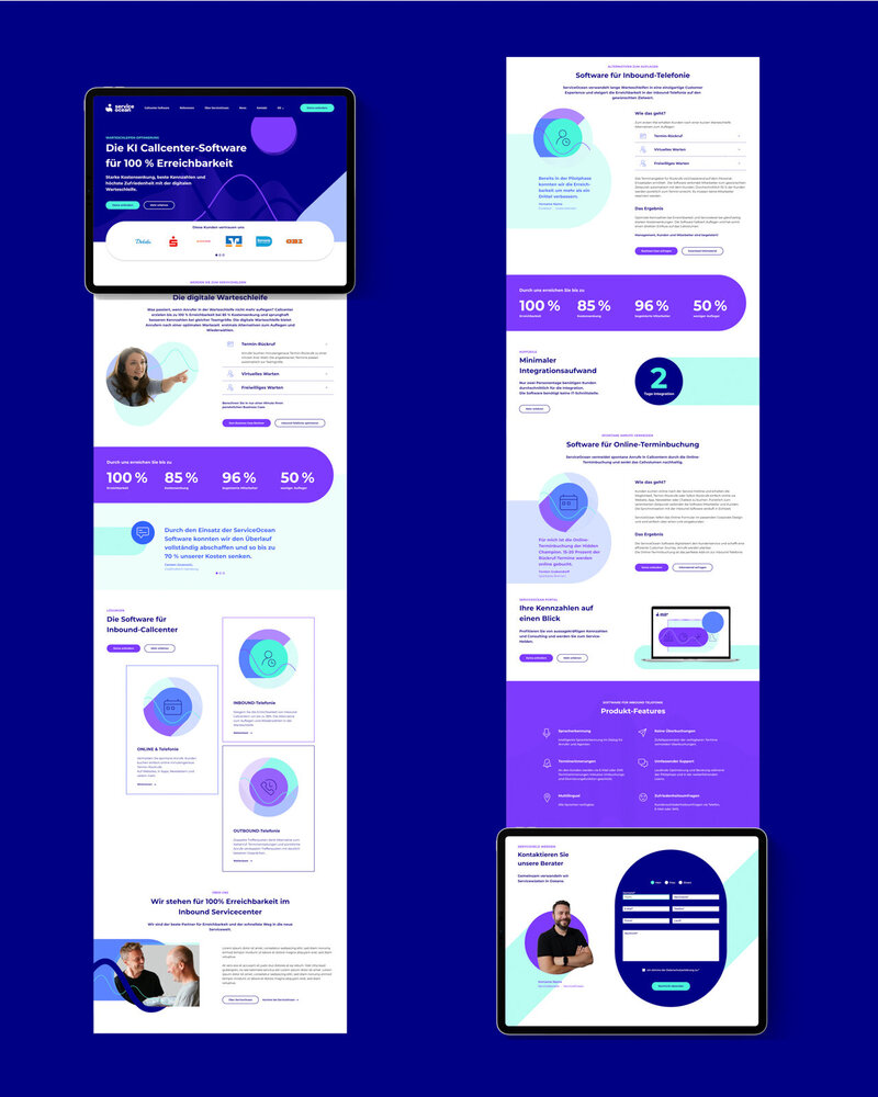 Website-Mockup für Service Ocean – digitaler Markenauftritt im neuen Branding.