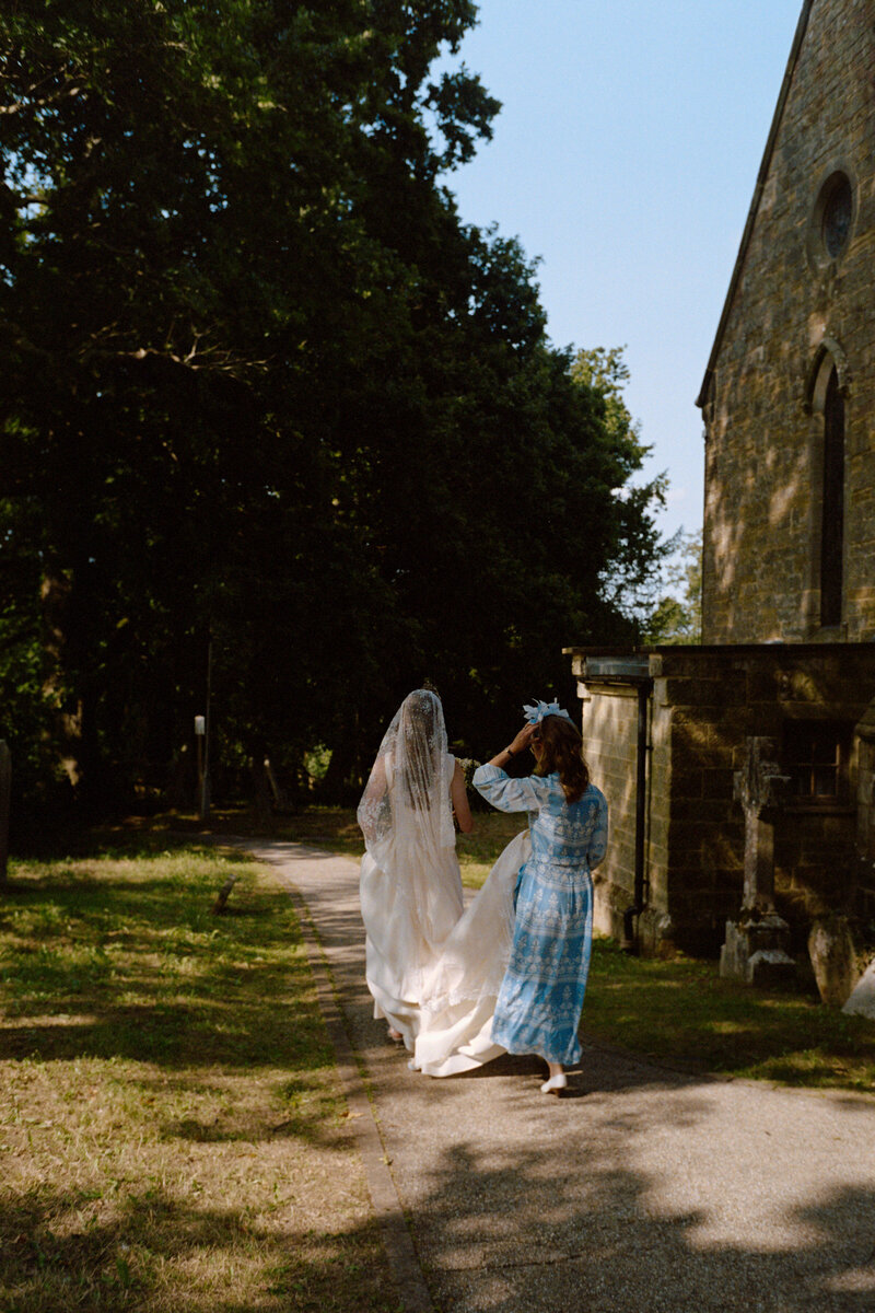 Bridal portrait in West Sussex, captured on 35mm film