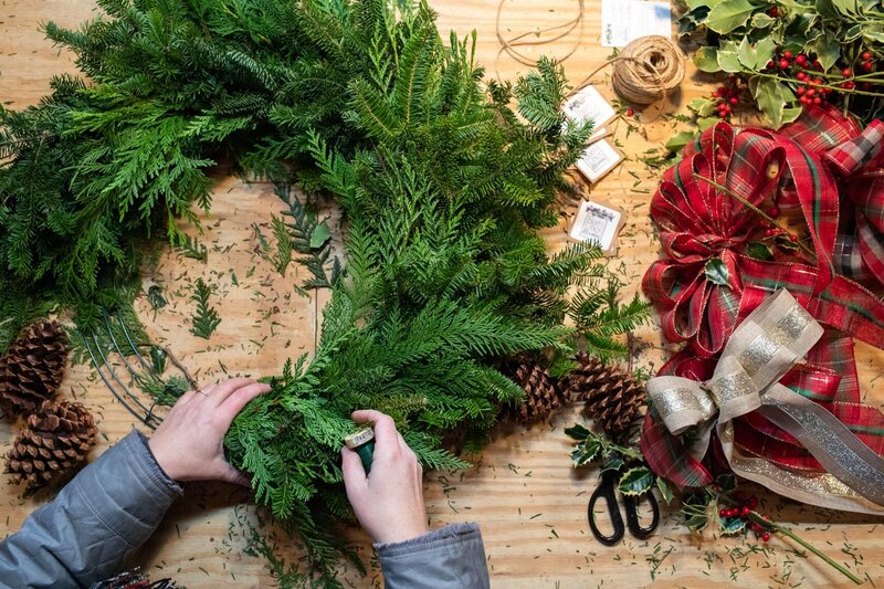 winter wreath making overhead brand image-1