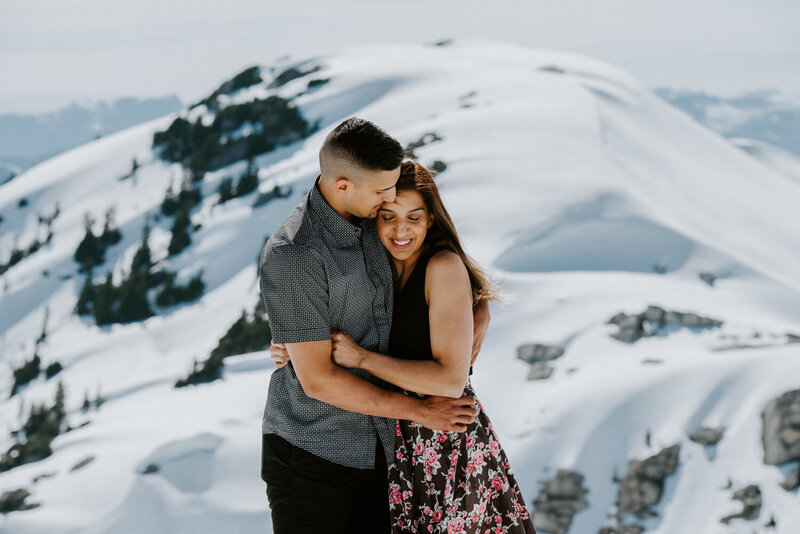Heli mountain top couple
