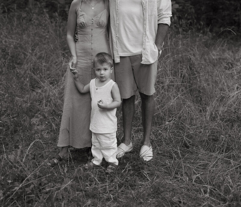 black and white family session