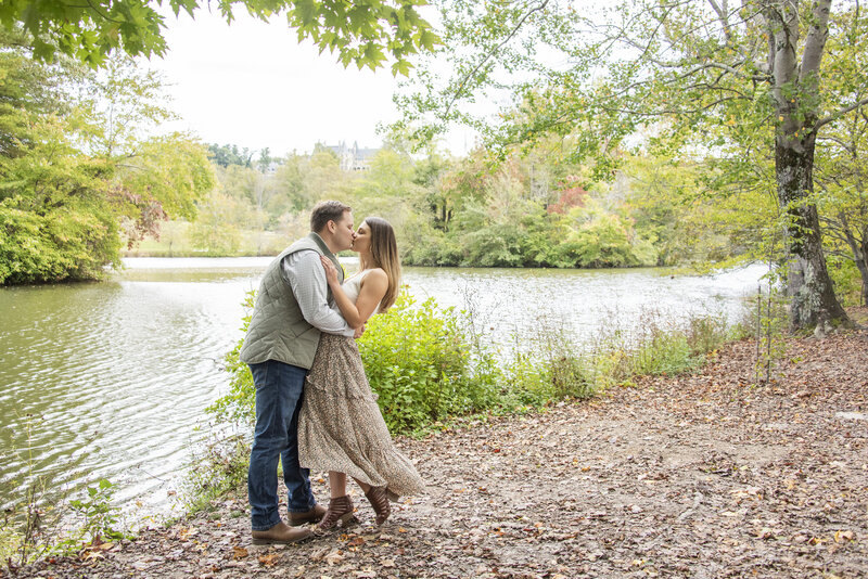 Couple kissing engagement photography Biltmore Estate Asheville, NC