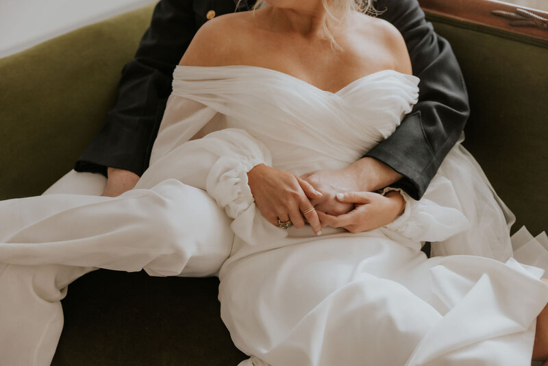 Bridal portraits at classic white and green wedding at the St Vrain
