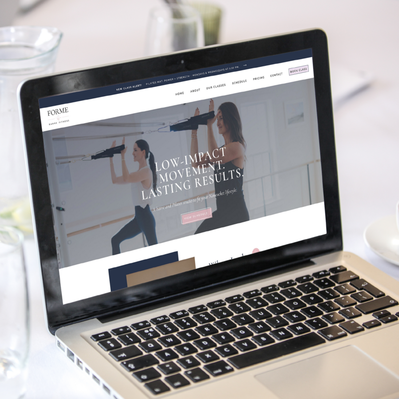Forme Barre website shown on a laptop