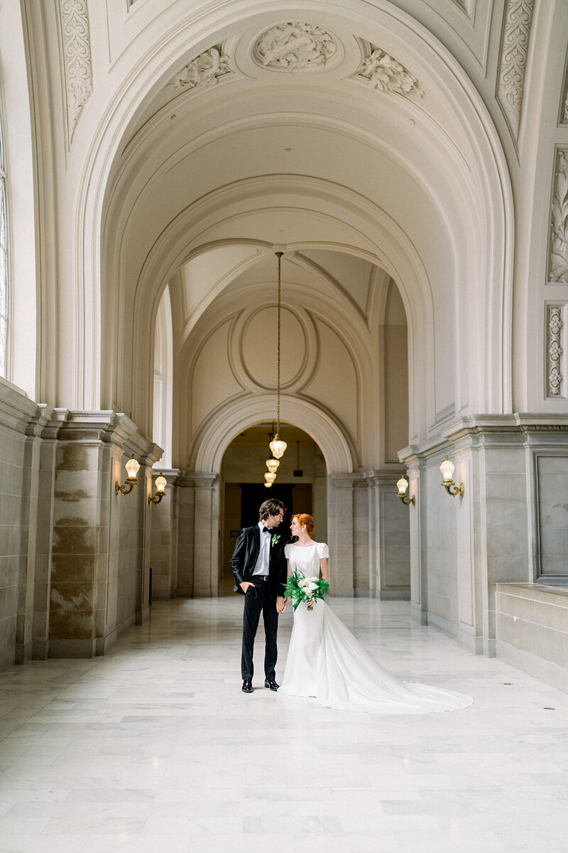Elegant Wedding Portrait at San Francisco City Hall, California