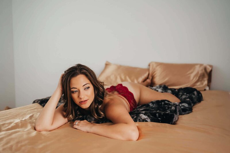 girl in bed in lingerie
