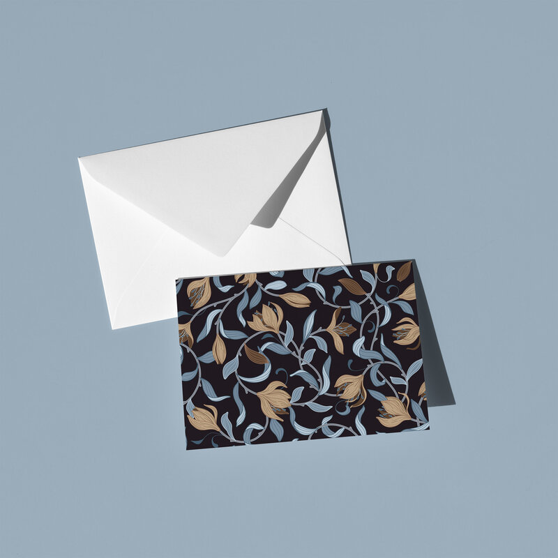 These A6 blank cards are perfect for sending a thoughtful note or simply keeping in your stationery drawer for special moments. Each card showcases a unique hand-drawn design - William Morris art deco flowers tulips - by Green Acre Designs.