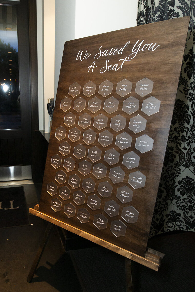 Hexagon names displayed on a wooden escort board