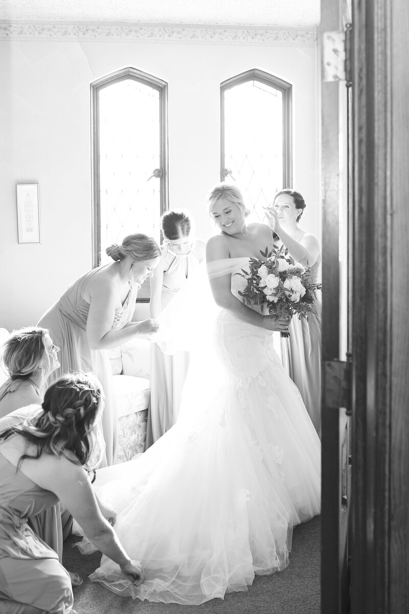 Bride and Bridesmaids getting ready