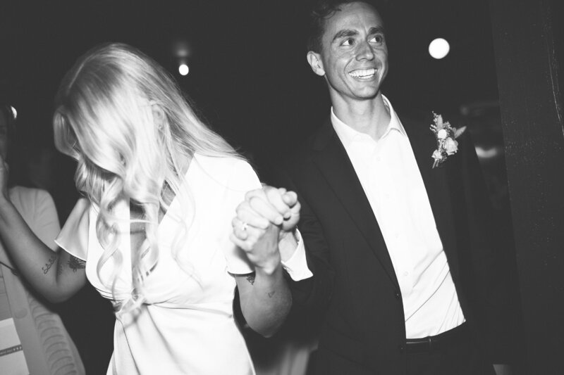 Bride and groom dancing
