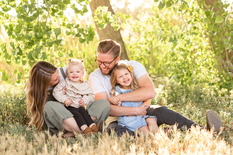 Family photos near vineyard beach in Utah County