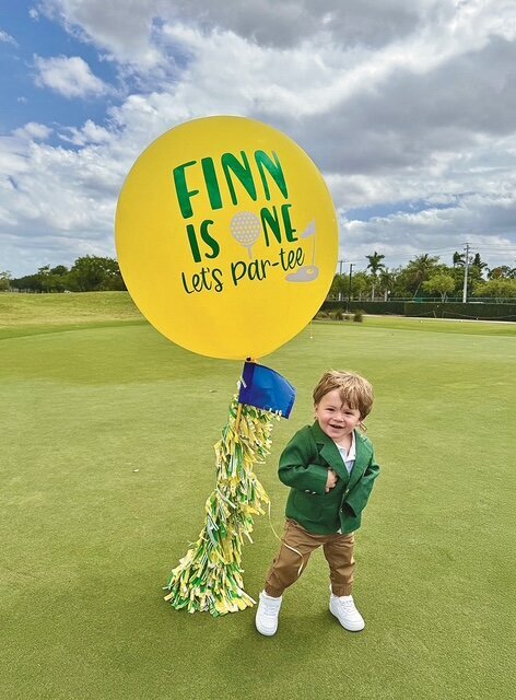 let's partee balloon for kids birthday party - yellow and green golf birthday balloons