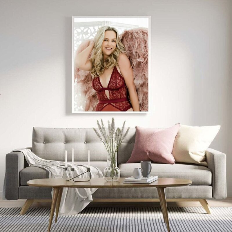 Pink angel wings boudoir wall art mockup