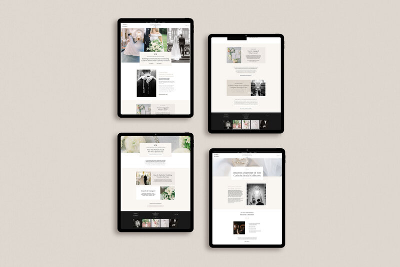 website mockup showing a neutral and bold wedding planner website