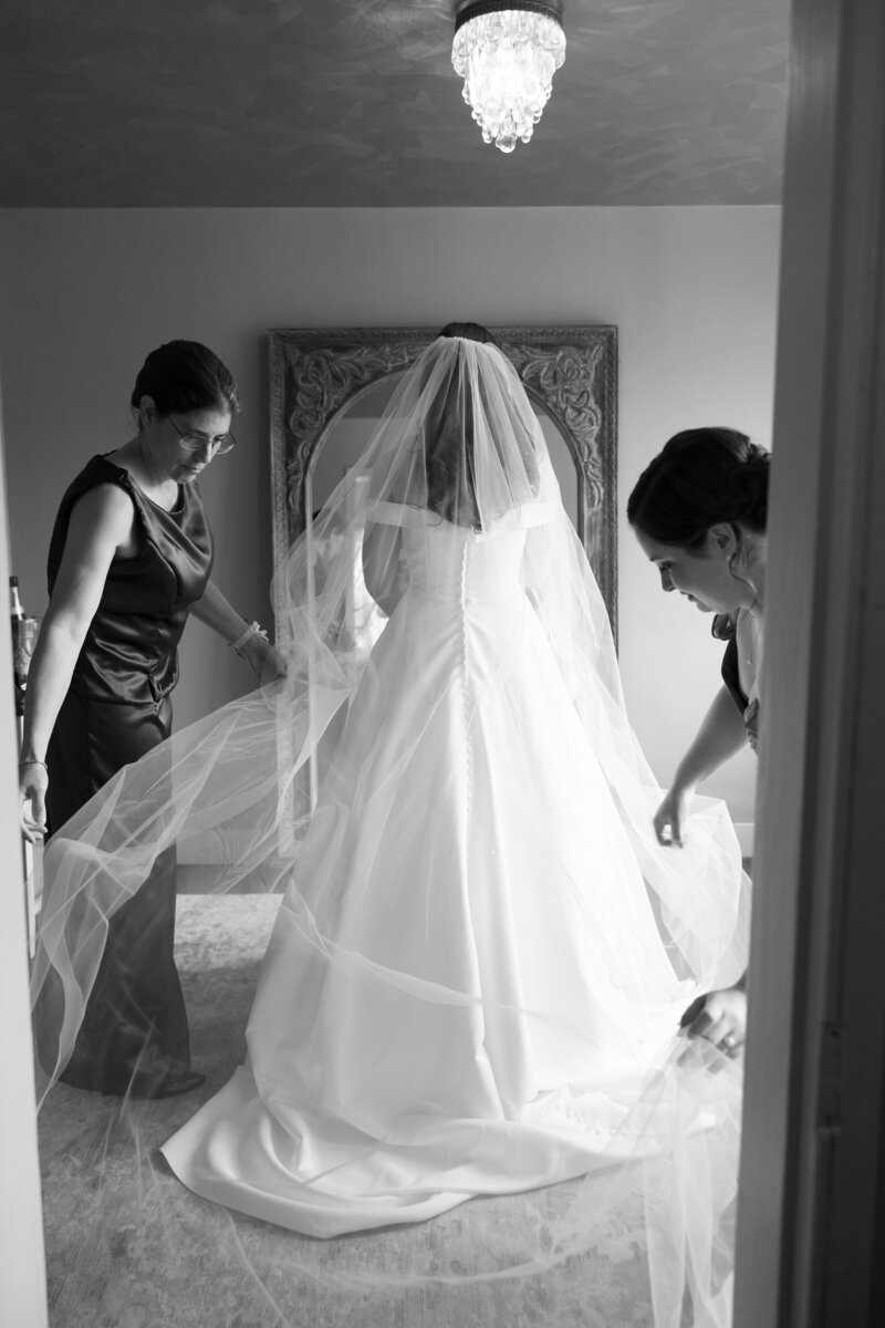 Editorial image of a bride wearing a veil