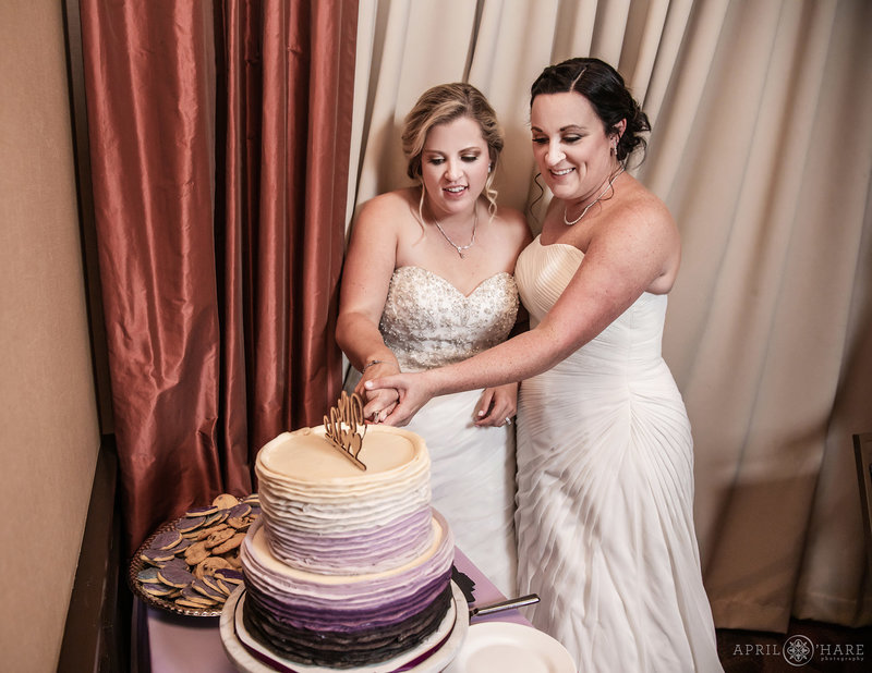 Cake cutting in the intimate Golden Vista Ballroom in Golden Hotel