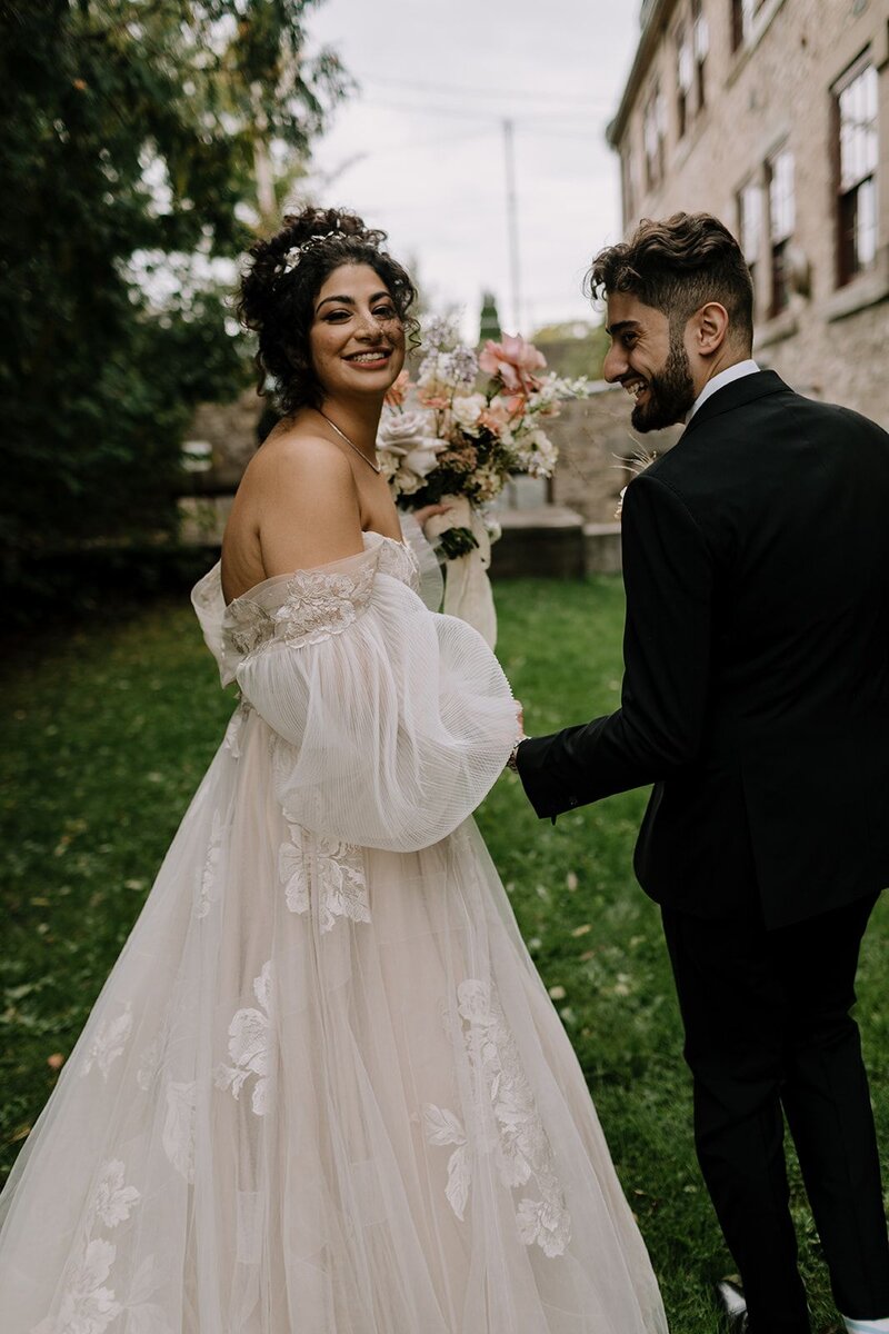 Real Bride - Puff Sleeve Wedding Dress