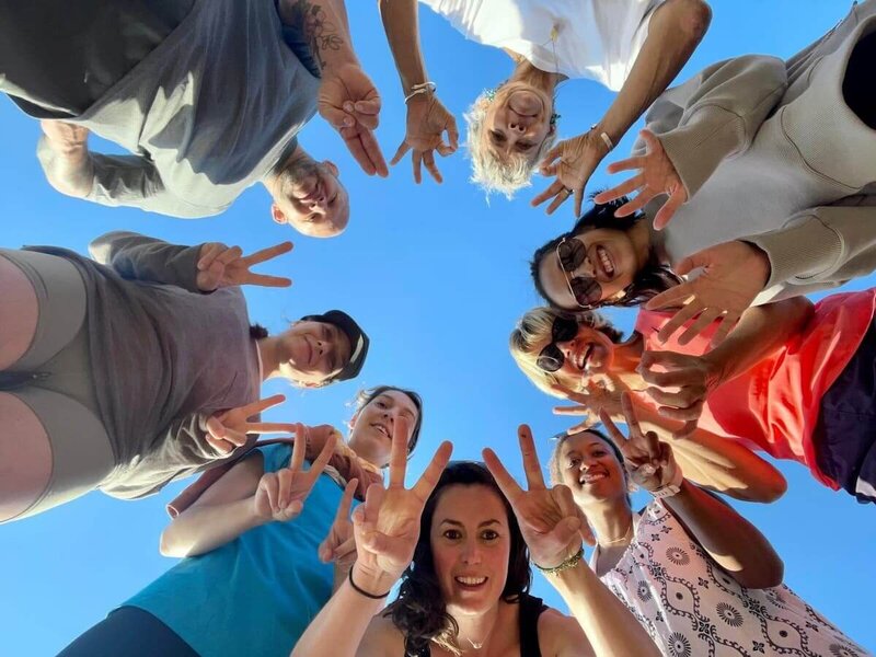 Group of students gathered for an intensive yoga training experience.