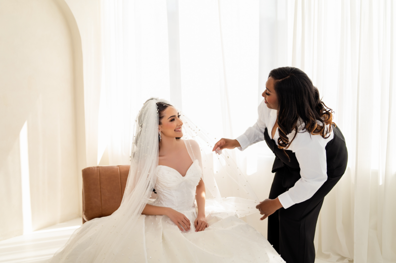 bride sitting and smiling at me