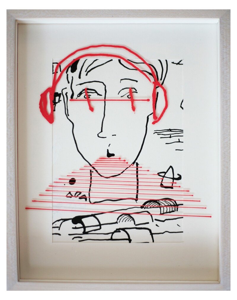 Sad Man Keeps Schtum - 2019 - oil on glass and paper 18x23cm_11zon