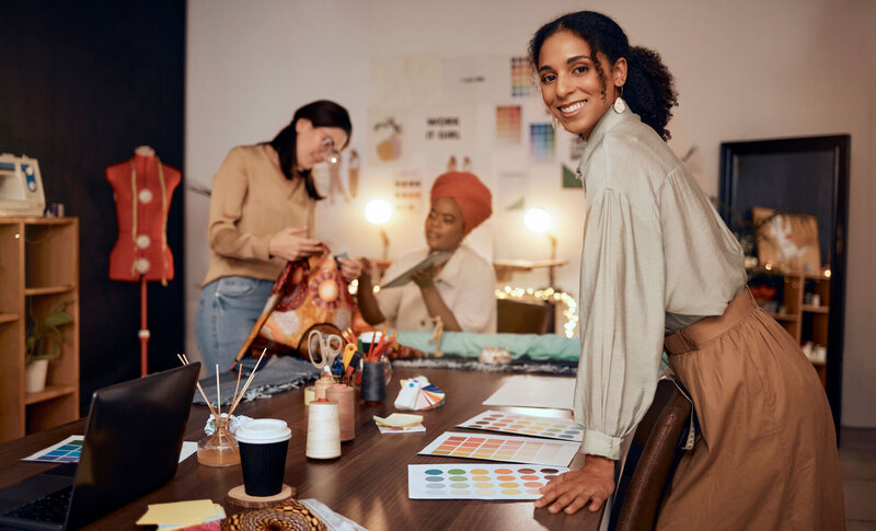 Group of woman doing their art business